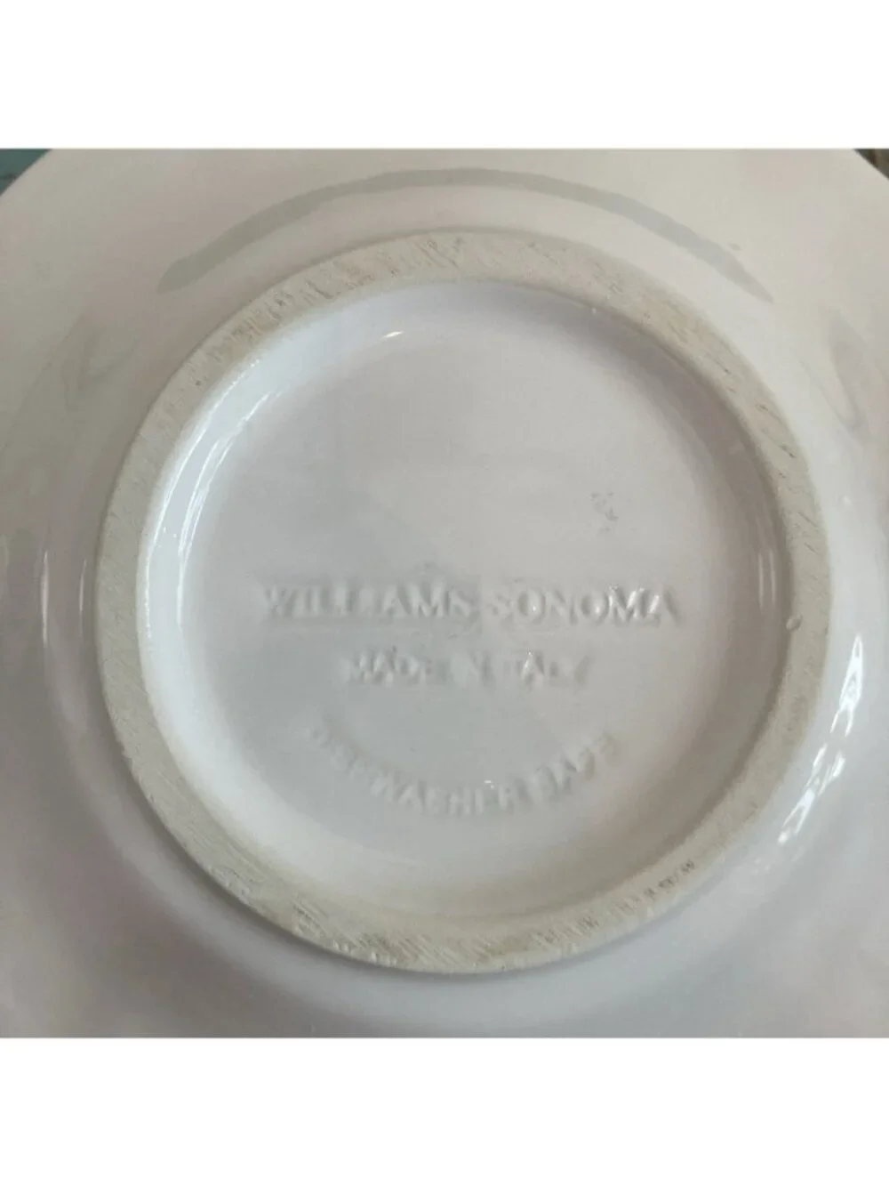WILLIAMS SONOMA White Blue Olive Set of 4 Rim Soup Pasta Bowls